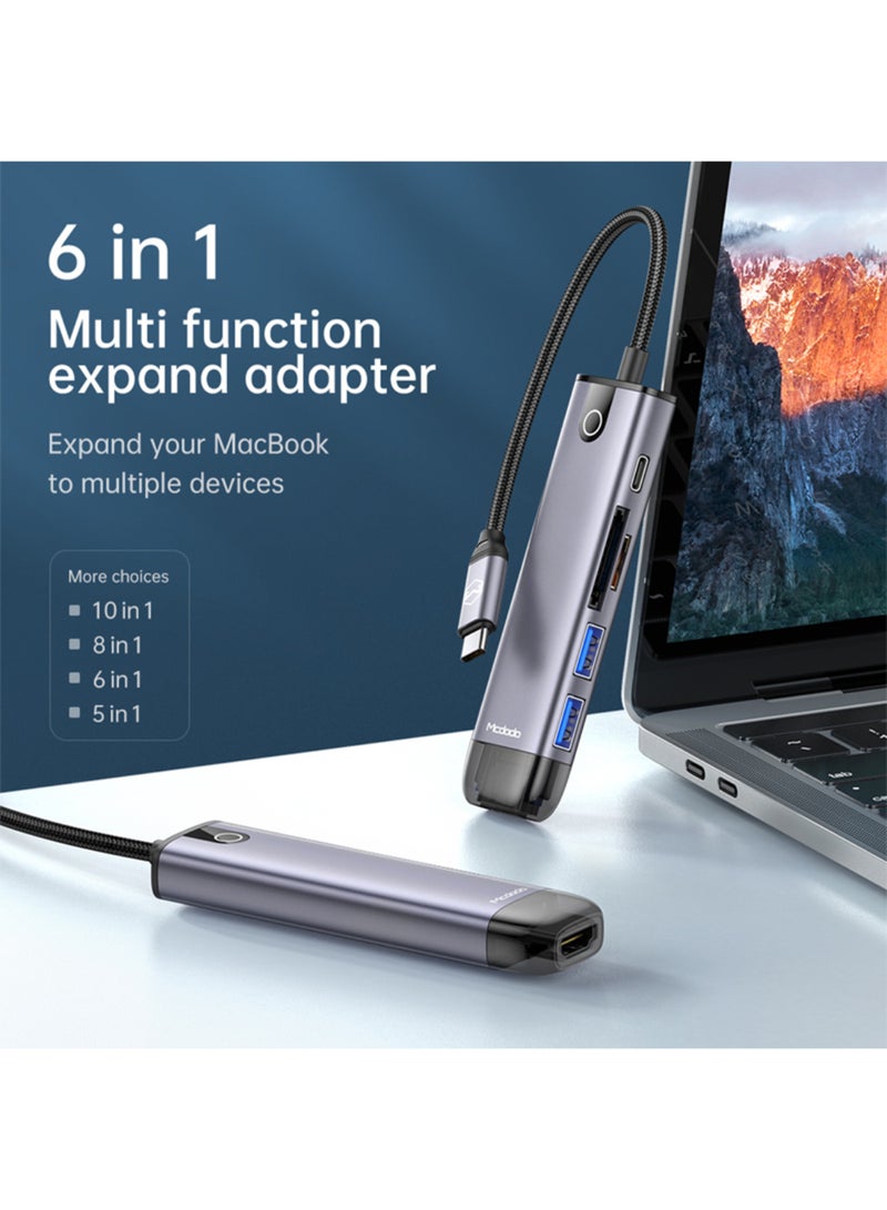 Mcdodo | 6 in 1 HUB

(HDMI; USB-A 3.0*2; USB-C(PD 100W);  SD/TF Card Slot） - Image 2