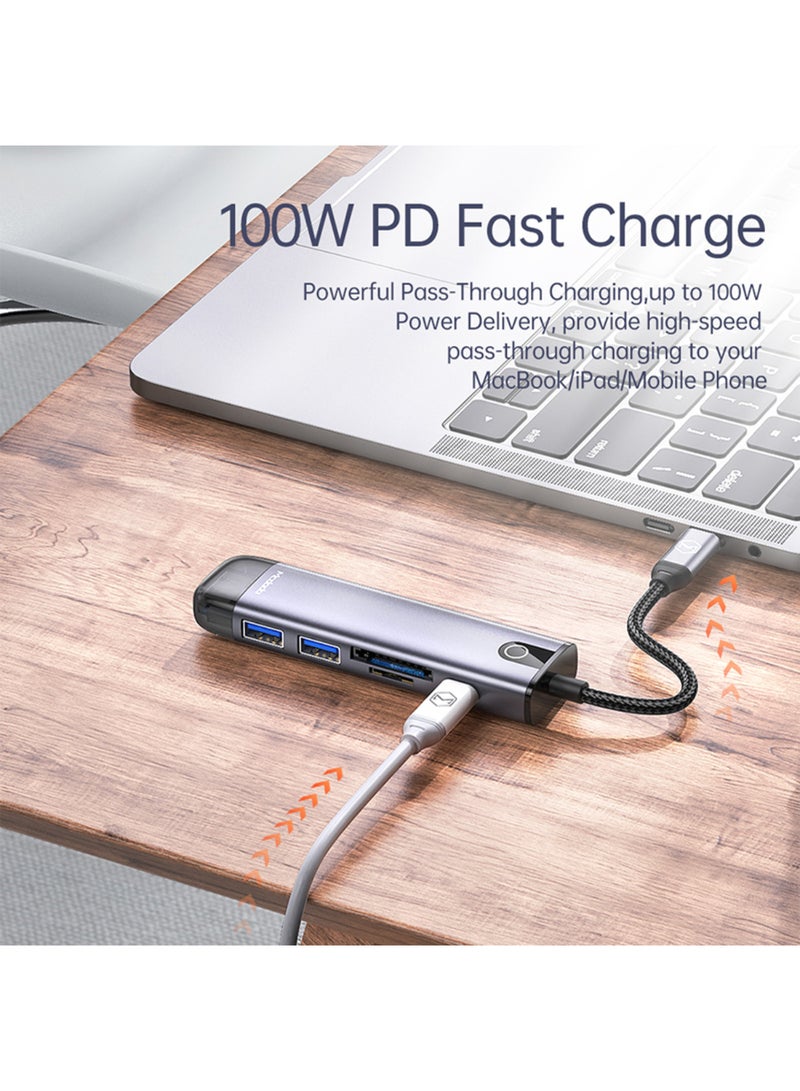 Mcdodo | 6 in 1 HUB

(HDMI; USB-A 3.0*2; USB-C(PD 100W);  SD/TF Card Slot） - Image 4