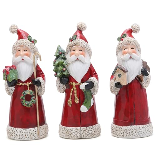Hodao Santa Claus Decorative Figurine Home Decor Autumn Thanksgiving Handcrafted Perfect Choice for Christmas Home Decor and Indoor Holiday Display3 PCS Red - Image 1