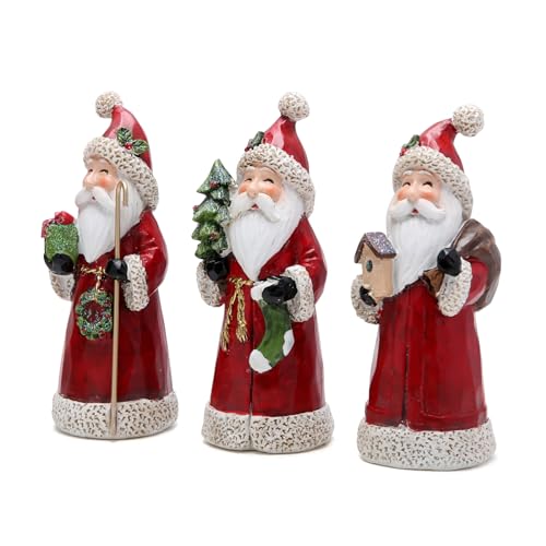 Hodao Santa Claus Decorative Figurine Home Decor Autumn Thanksgiving Handcrafted Perfect Choice for Christmas Home Decor and Indoor Holiday Display3 PCS Red - Image 3