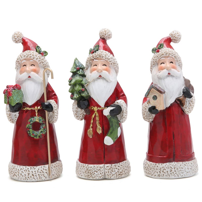 Hodao Santa Claus Decorative Figurine Home Decor Autumn Thanksgiving Handcrafted Perfect Choice for Christmas Home Decor and Indoor Holiday Display3 PCS Red - Image 2