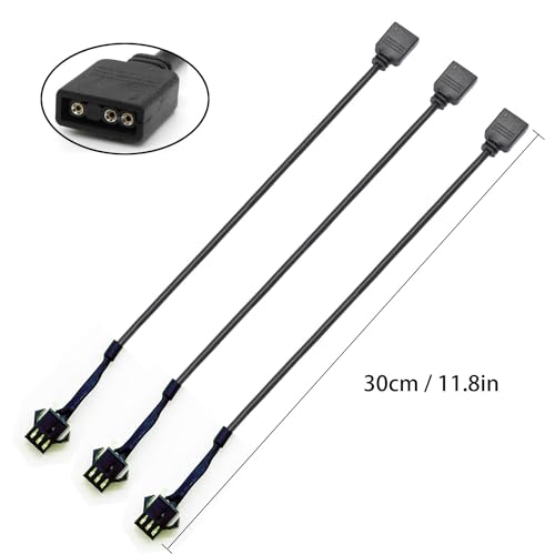 Jstincal ARGB Female Cable, 1-to-1 ARGB Extension Cable, 5V 3-Pin Digital Addressable RGB Extension Cable, ARGB PC Cables, 11.8 Inches, 3-Pack - Image 3