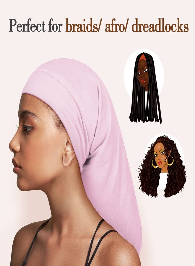 Fittia Long XL Silk Satin Bonnet for Braids, Dreadlocks for Curly Hair Sleeping, Large Silk Sleep Cap for Black Women Men Frizzy Hair - Image 3