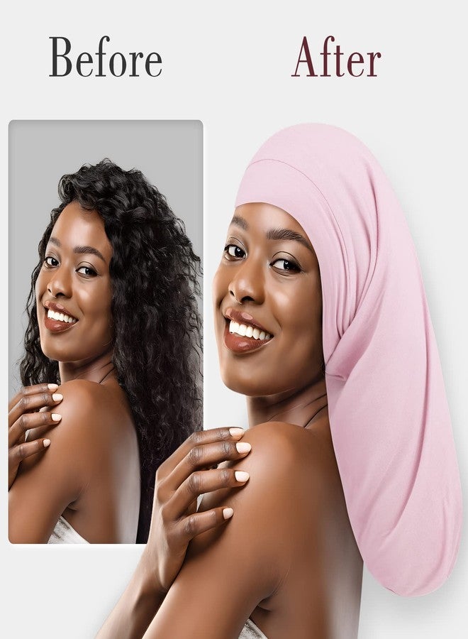 Fittia Long XL Silk Satin Bonnet for Braids, Dreadlocks for Curly Hair Sleeping, Large Silk Sleep Cap for Black Women Men Frizzy Hair - Image 4