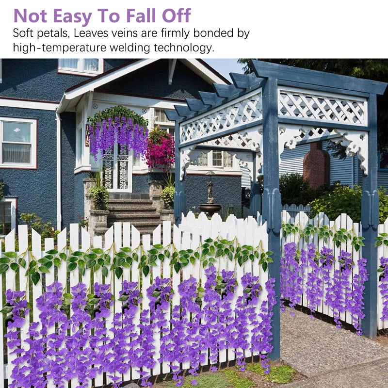 ZEBMOON 12Pack Purple Wisteria Hanging Flowers  Purple 3.77 Ft Fake Hanging Flowers  Purple Artificial Wisteria Garland  Purple Wisteria Flower Vines  Wisteria Flowers for Decor  Wisteria Garland for Backdrop - Image 5