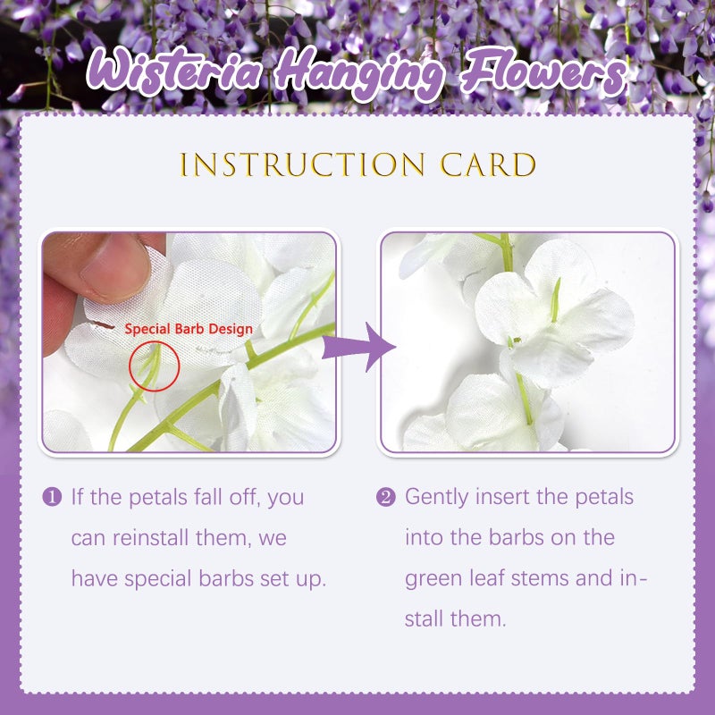 ZEBMOON 12Pack Purple Wisteria Hanging Flowers  Purple 3.77 Ft Fake Hanging Flowers  Purple Artificial Wisteria Garland  Purple Wisteria Flower Vines  Wisteria Flowers for Decor  Wisteria Garland for Backdrop - Image 3