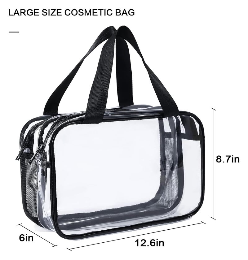 Auseibeely Clear Toiletry Bag for Women Men, Portable Large Travel Makeup Bag, Waterproof & Draining Transparent Cosmetic Bag, Carry On Airport Airline Compliant Bag - Image 2