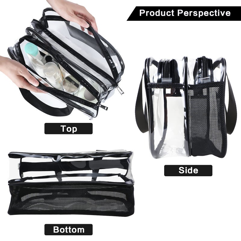 Auseibeely Clear Toiletry Bag for Women Men, Portable Large Travel Makeup Bag, Waterproof & Draining Transparent Cosmetic Bag, Carry On Airport Airline Compliant Bag - Image 4