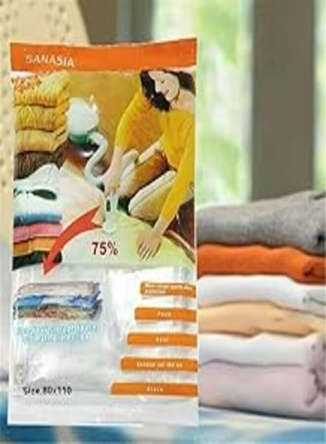 Vacuum Space Saver Reusable Sealer Storage Bags With Suction Pump 80x110 cm Water, Dust and Insects Repellent