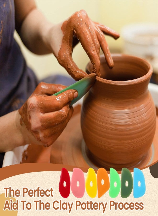 Sherr 21 Pcs Soft Ribs for Pottery Clay Silicone Rib Ceramics Tools Pottery Rubber Clay Ceramic Ribs for DIY Smooths Shapes Sculpting Tools, 7 Styles(Bright Color,Classic Style) - Image 3