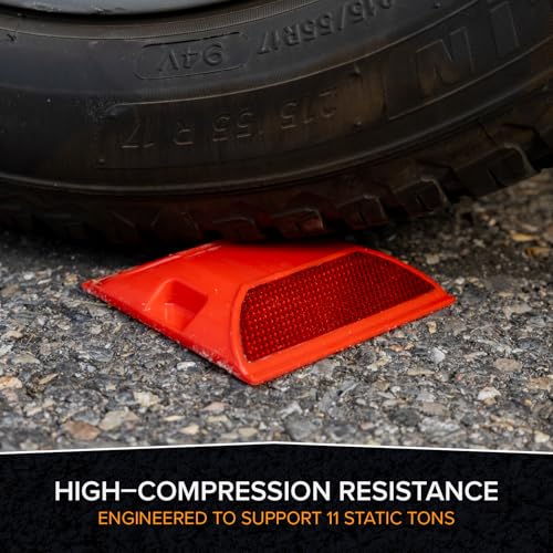 Merhoff Larkin Road Reflectors Pack of 10 | 4 by 4 inch Street Pavement & Asphalt Stud Markers | Great Reflecting for Speed Bumps, Sidewalks, Pedestrian Crossings, Freeways & Driveways | Industrial Grade (Red) - Image 2