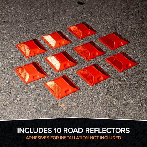 Merhoff Larkin Road Reflectors Pack of 10 | 4 by 4 inch Street Pavement & Asphalt Stud Markers | Great Reflecting for Speed Bumps, Sidewalks, Pedestrian Crossings, Freeways & Driveways | Industrial Grade (Red) - Image 5