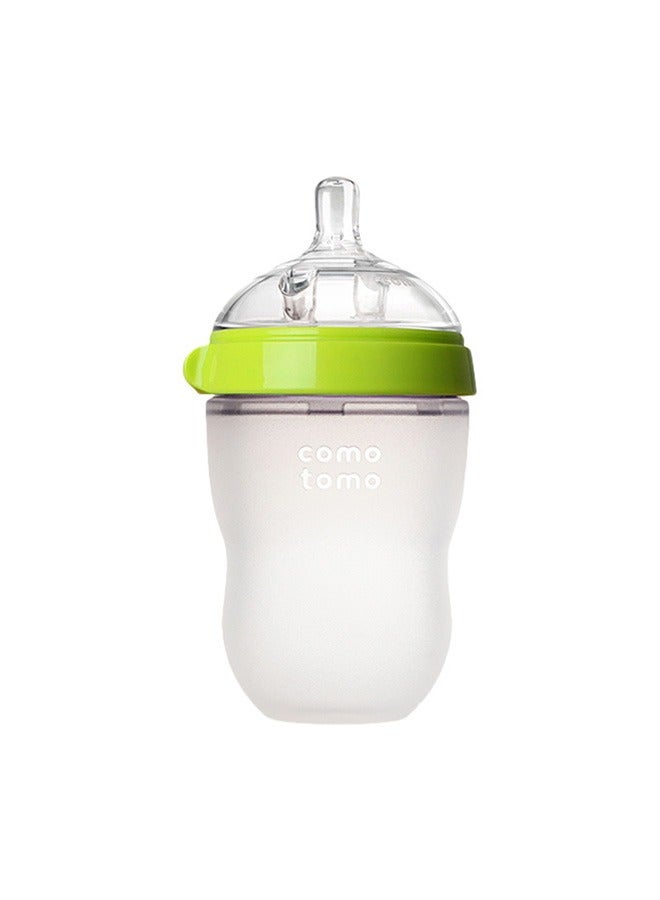 MoYu Comotomo Natural Feel Baby Bottle, 250 Ml - Green/White - Image 1