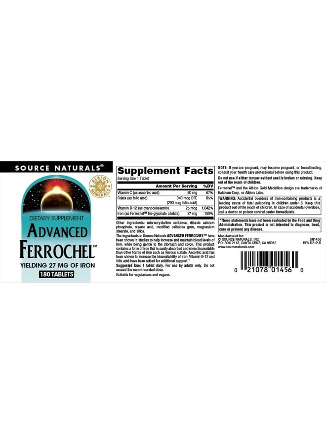 Source Naturals فيروشيل المتقدم، يحتوي على 27 ملغ من الحديد - 180 قرص - Image 4