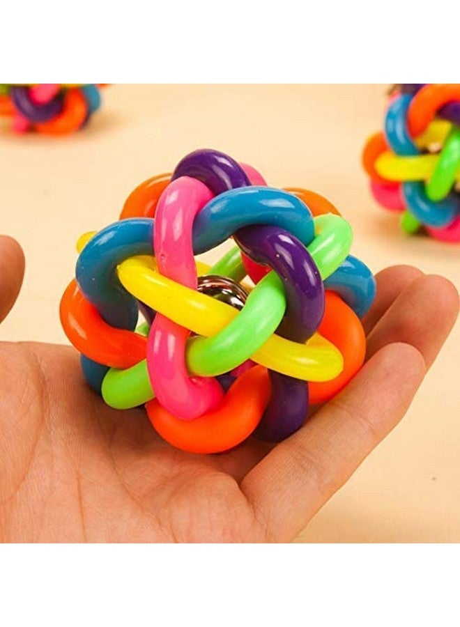 Colourful Squeaky Rainbow Rubber And Latex Woven Balls With Inner Bell For Dogs(Large Size) - Image 3