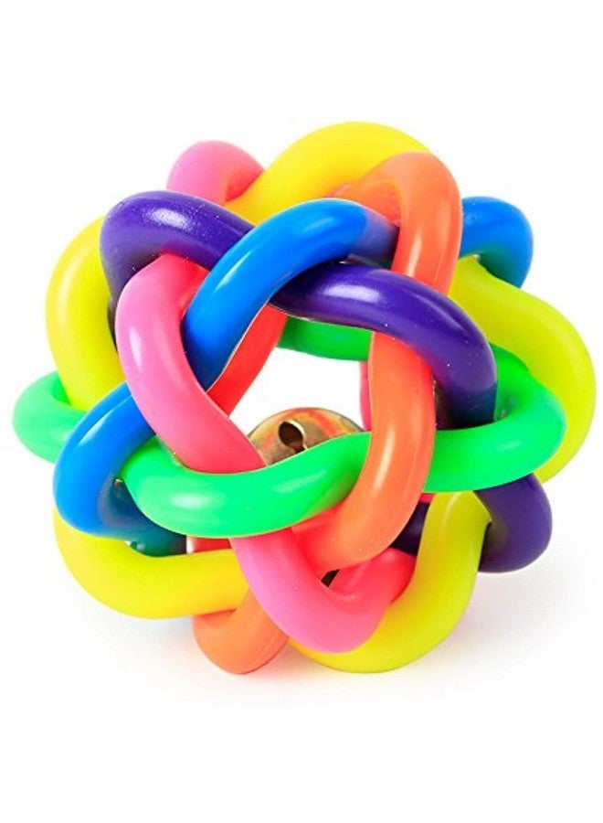 Colourful Squeaky Rainbow Rubber And Latex Woven Balls With Inner Bell For Dogs(Large Size) - Image 2