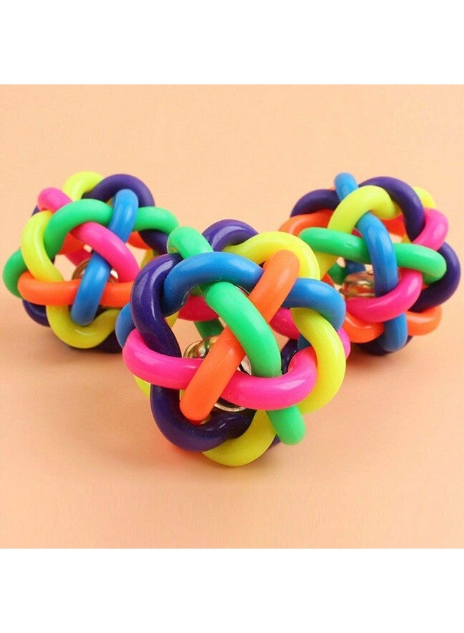Colourful Squeaky Rainbow Rubber And Latex Woven Balls With Inner Bell For Dogs(Large Size) - Image 4