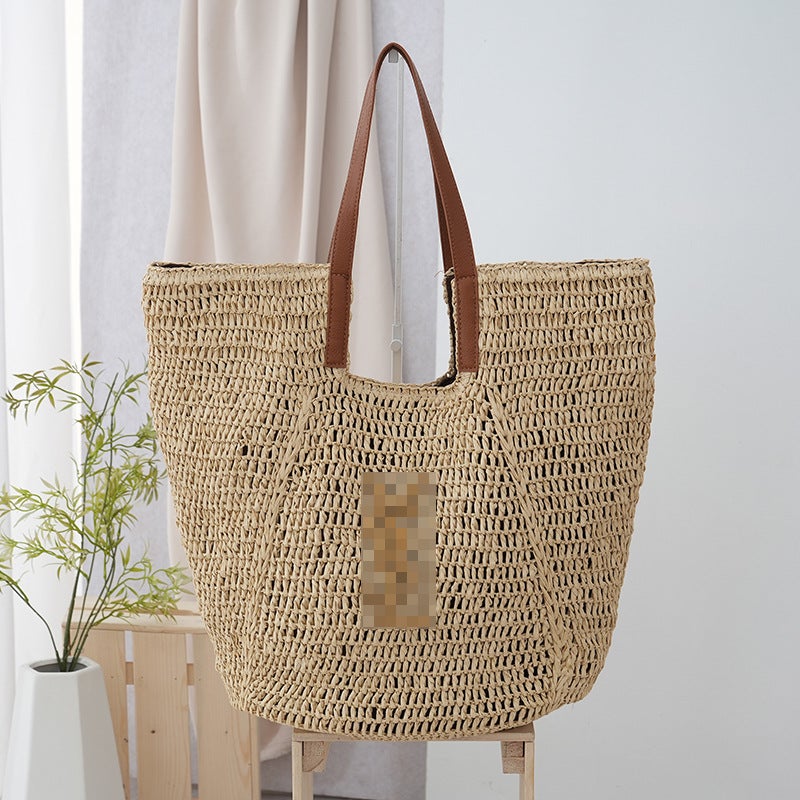 Women's Large Capacity Straw Woven Beach Shoulder Tote Bag - Image 3