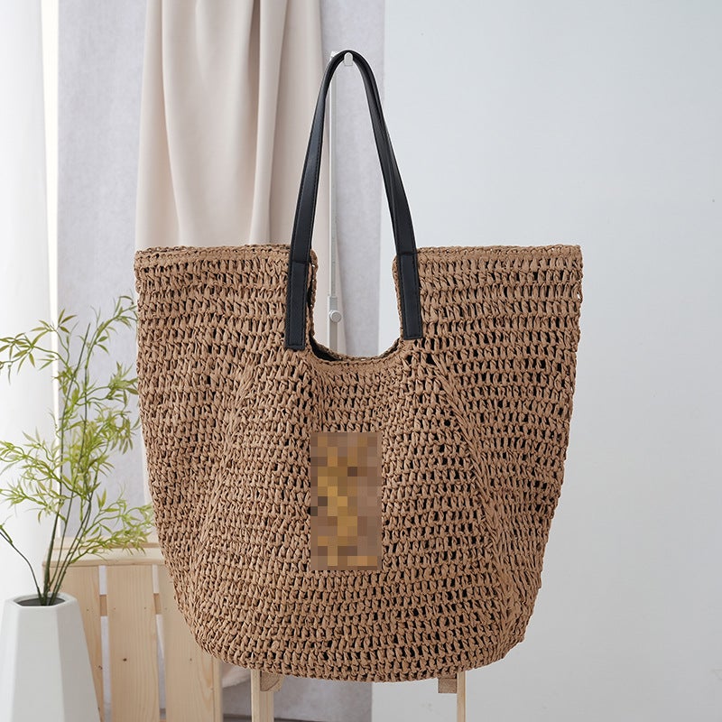 Women's Large Capacity Straw Woven Beach Shoulder Tote Bag - Image 4