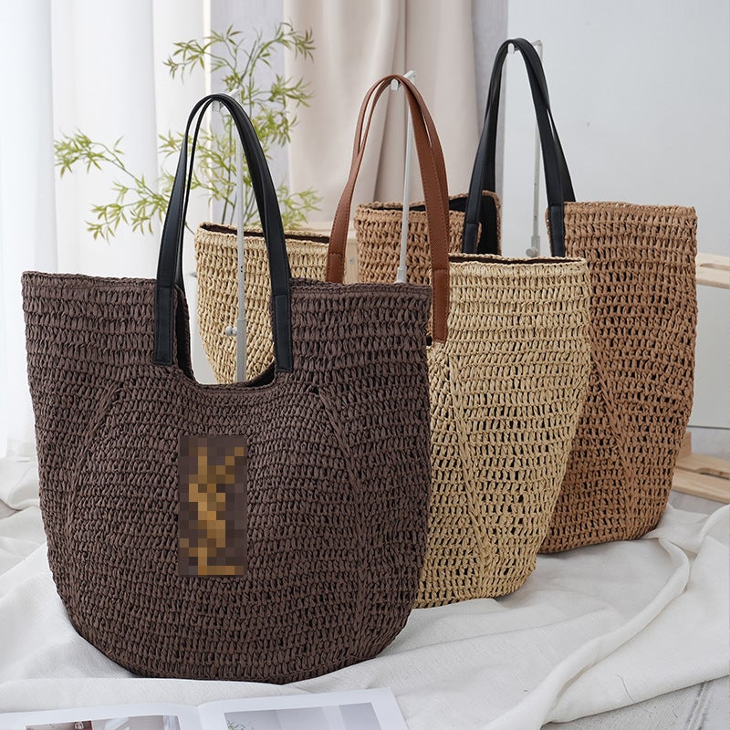 Women's Large Capacity Straw Woven Beach Shoulder Tote Bag - Image 2