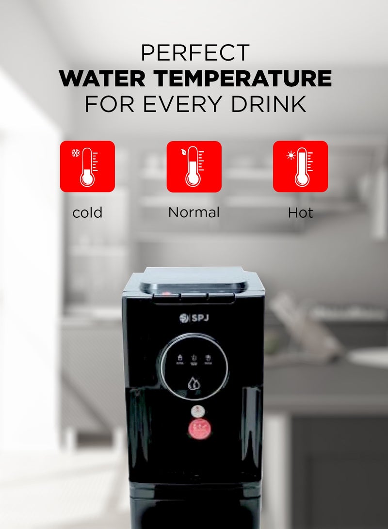 SPJ 3 Tap Bottom Loading Water Dispenser, Hot, Cold & Normal Water, Stainless Steel Tank, Child Safety Lock, Energy Efficient, Compact Design  - Image 3