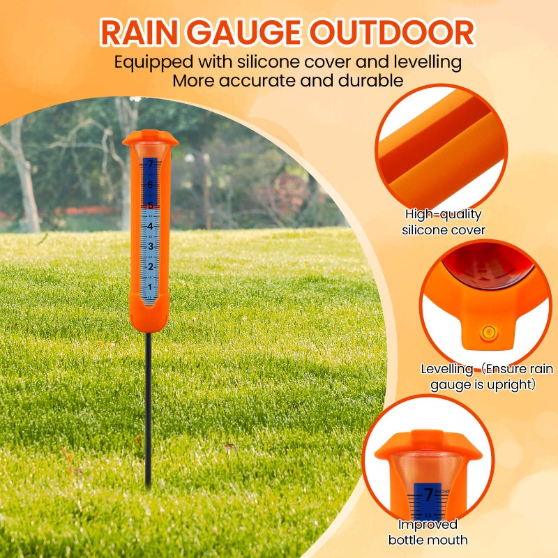 Beofinest Upgraded Rain Gauge Outdoor, Freeze Proof Rain Gauge with Silicone Cover & Levelling, Large Clear Numbers and Adjustable Height Decorative Rain Measure Gauge with Float Marker for Garden, Yard, Lawn - Image 2