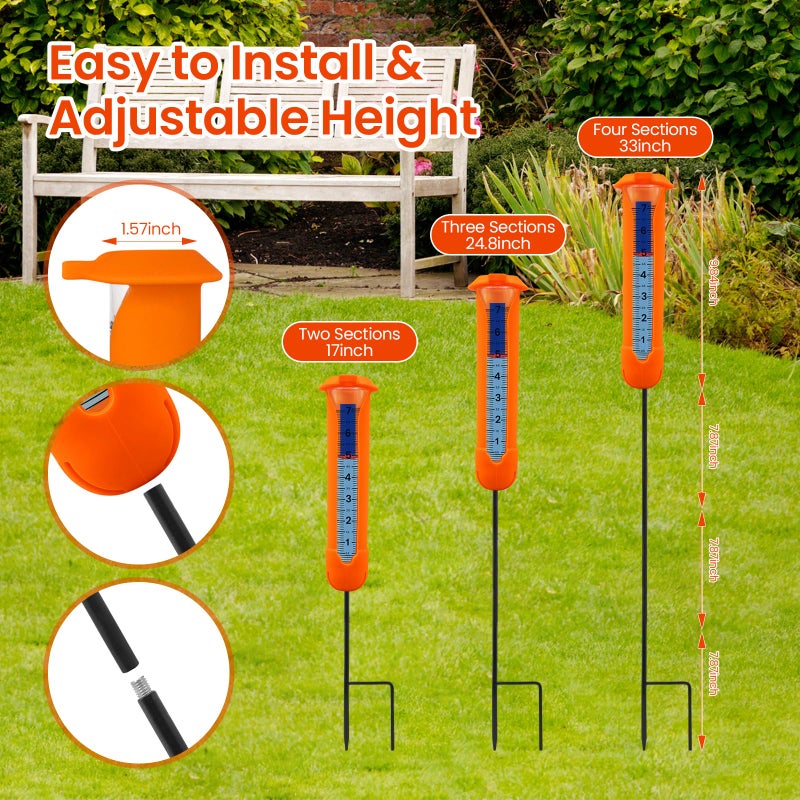Beofinest Upgraded Rain Gauge Outdoor, Freeze Proof Rain Gauge with Silicone Cover & Levelling, Large Clear Numbers and Adjustable Height Decorative Rain Measure Gauge with Float Marker for Garden, Yard, Lawn - Image 4