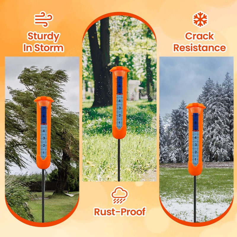 Beofinest Upgraded Rain Gauge Outdoor, Freeze Proof Rain Gauge with Silicone Cover & Levelling, Large Clear Numbers and Adjustable Height Decorative Rain Measure Gauge with Float Marker for Garden, Yard, Lawn - Image 5