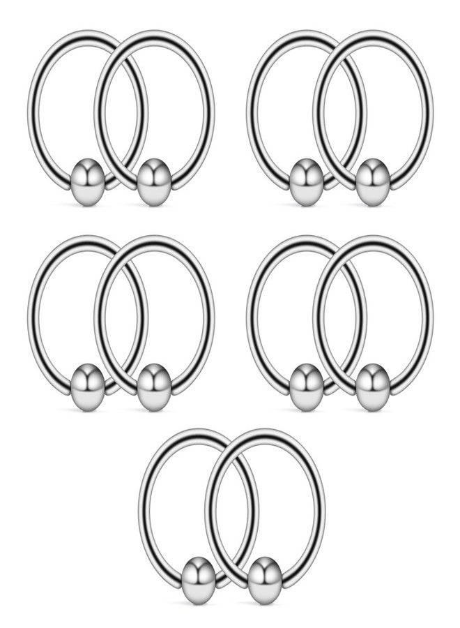 Ruifan 10PCS 316L Surgical Steel Captive Bead Rings Nose Belly Eyebrow Tragus Lip Ear Nipple Hoop Ring BCR 16G 6MM - Image 1