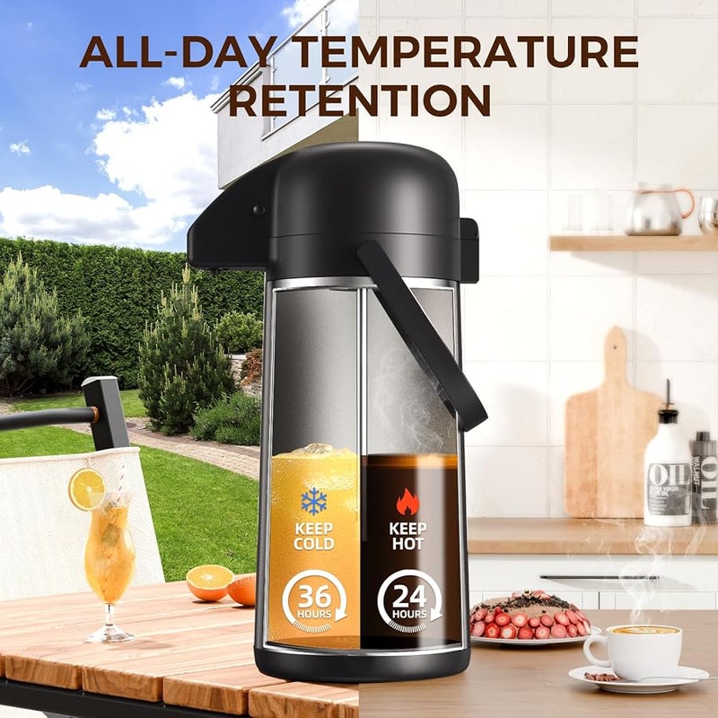 Gezoss Coffee Carafe For Keeping Hot -  102Oz / 3L Airpot Dispenser With Pump Large Drinks Tea Liquid Insulated Stainless Steel Water Beverage Urn Parties - Image 4