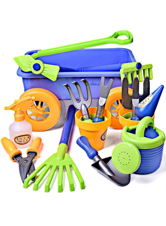 Dimple Kids Gardening Set Tools Wagon Toy - Premium 15 Piece Gardening Tools & Toddler Wagon Toy Set - Sturdy & Durable - Top Yard, Beach, Sand, Garden Toy - Outside Toys For Toddlers  - Image 4