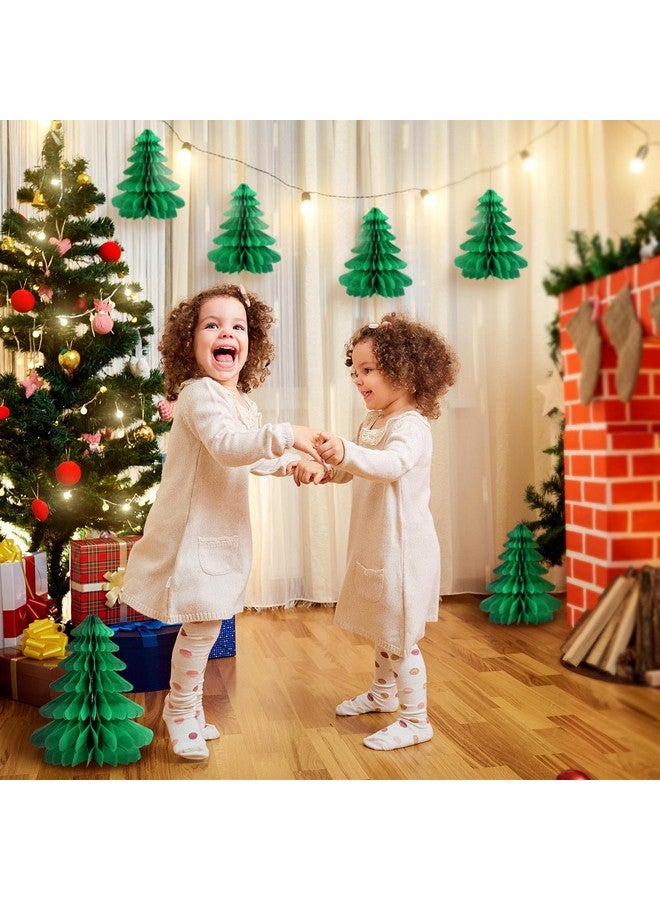 Eersida 12 Pieces Honeycomb Paper Centerpiece Decoration Christmas Saint Patrick's Day Tissue Paper Trees Bells Shamrock Centerpiece Green Honeycomb Christmas Tree Bell for Party (Christmas Tree) - Image 4