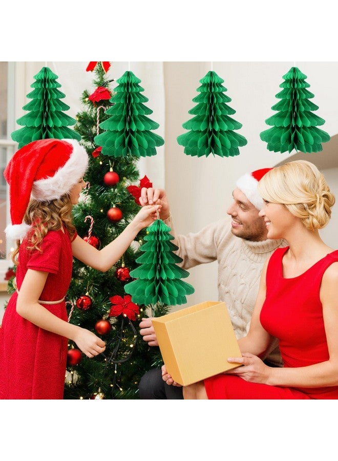 Eersida 12 Pieces Honeycomb Paper Centerpiece Decoration Christmas Saint Patrick's Day Tissue Paper Trees Bells Shamrock Centerpiece Green Honeycomb Christmas Tree Bell for Party (Christmas Tree) - Image 2