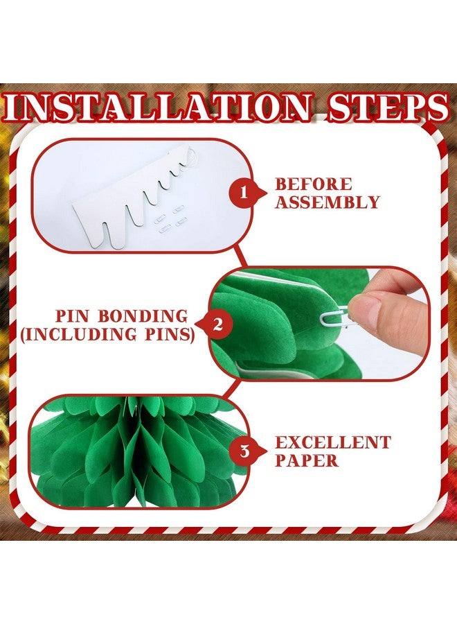 Eersida 12 Pieces Honeycomb Paper Centerpiece Decoration Christmas Saint Patrick's Day Tissue Paper Trees Bells Shamrock Centerpiece Green Honeycomb Christmas Tree Bell for Party (Christmas Tree) - Image 5