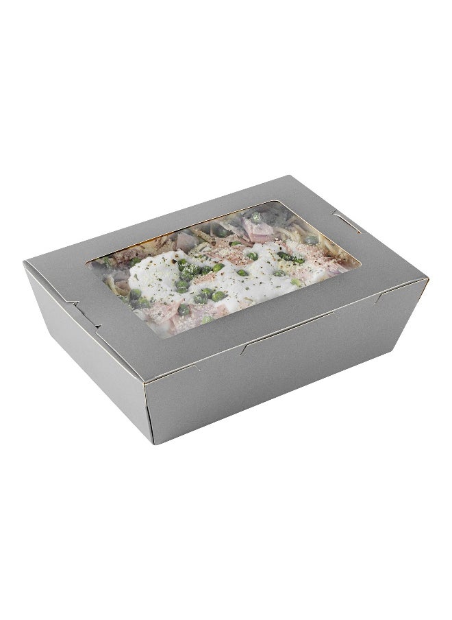 Restaurantware Cafe Vision 71 Ounce Disposable To Go Boxes, 200 Paper Boxes For Food - Hinge Lock, Grease-Impervious, Gray Paper Take Out Food Containers, With Window, For Lunch Or Desserts  - Image 1