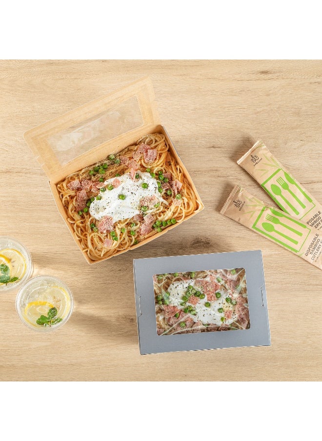 Restaurantware Cafe Vision 71 Ounce Disposable To Go Boxes, 200 Paper Boxes For Food - Hinge Lock, Grease-Impervious, Gray Paper Take Out Food Containers, With Window, For Lunch Or Desserts  - Image 5