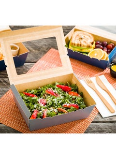 Restaurantware Restaurantware-Cafe Vision 71 Ounce Disposable To Go Boxes, 200 Paper Boxes For Food - Hinge Lock, Grease-Impervious, Gray Paper Take Out Food Containers, With Window, For Lunch Or Desserts  - Image 5