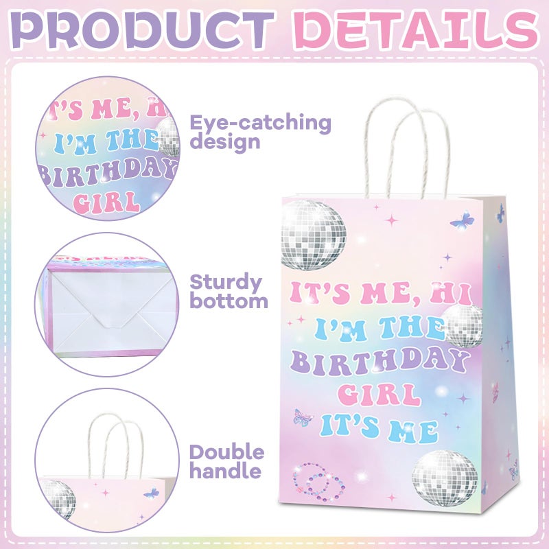CHUNNIN 24Pcs Music Birthday Party Paper Bags Popular Music Party Goodies Bags with Handles, Double Sided Hi Im the Birthday Girl Gift Bags for Bachelorette Music Theme Party Favors - Image 3
