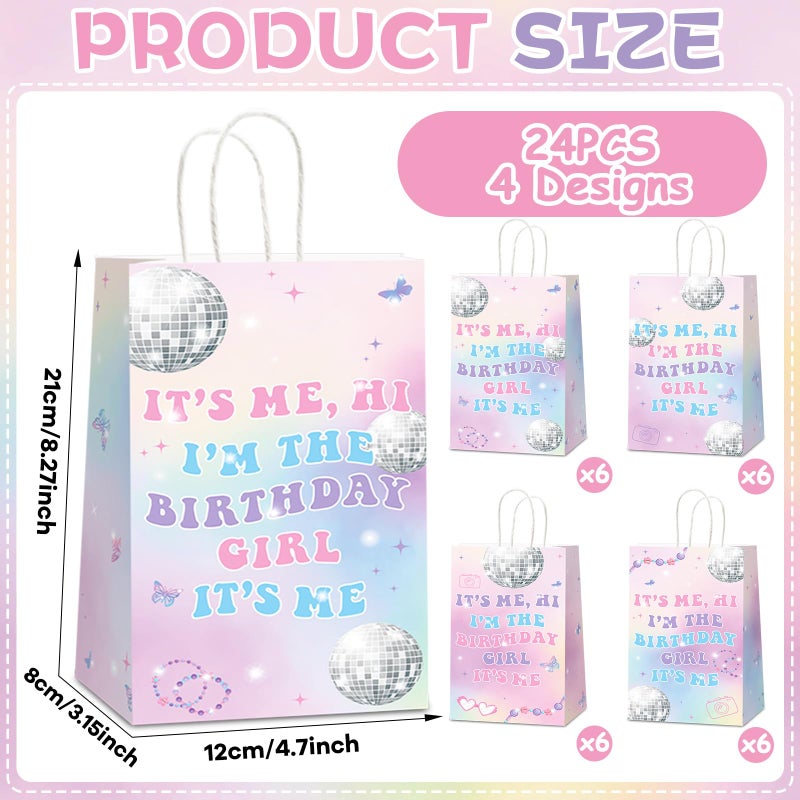 CHUNNIN 24Pcs Music Birthday Party Paper Bags Popular Music Party Goodies Bags with Handles, Double Sided Hi Im the Birthday Girl Gift Bags for Bachelorette Music Theme Party Favors - Image 2