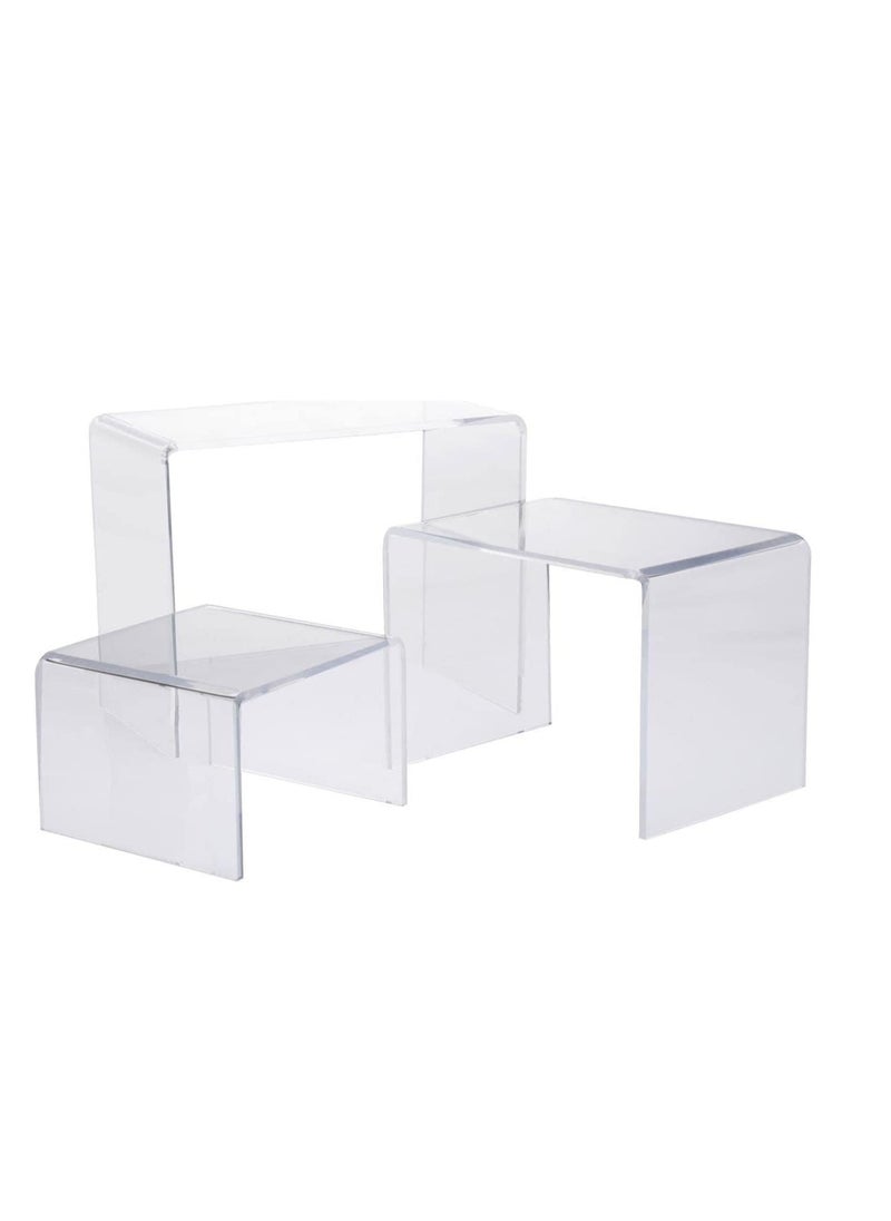 Creative Planet Creative Planet Clear Acrylic Display Riser for Figurines Pastry Cake Dessert Table Decorations (Rectangle 3 Piece)  - Image 1