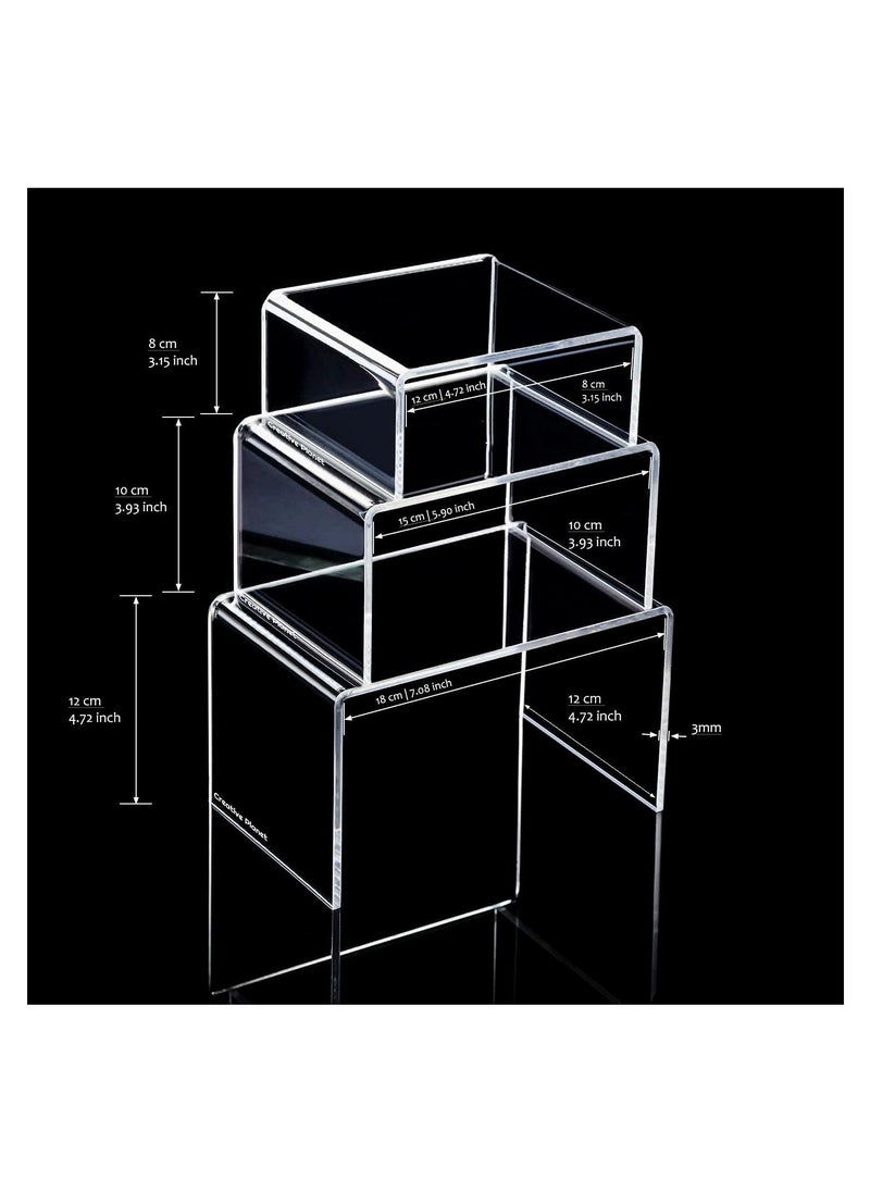 Creative Planet Creative Planet Clear Acrylic Display Riser for Figurines Pastry Cake Dessert Table Decorations (Rectangle 3 Piece)  - Image 2