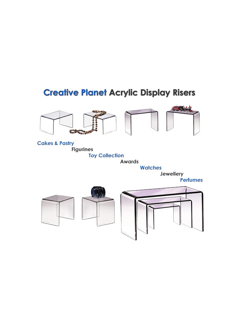Creative Planet Creative Planet Clear Acrylic Display Riser for Figurines Pastry Cake Dessert Table Decorations (Rectangle 3 Piece)  - Image 3