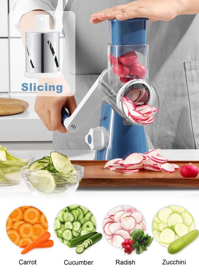 GDL Cheese Grater Rotary, Rotary Grater for Kitchen, Kitchen Grater Vegetable Slicer with 3 Drum Blades, Fast Cutting Cheese Shredder for Vegetables and Nuts - Image 3