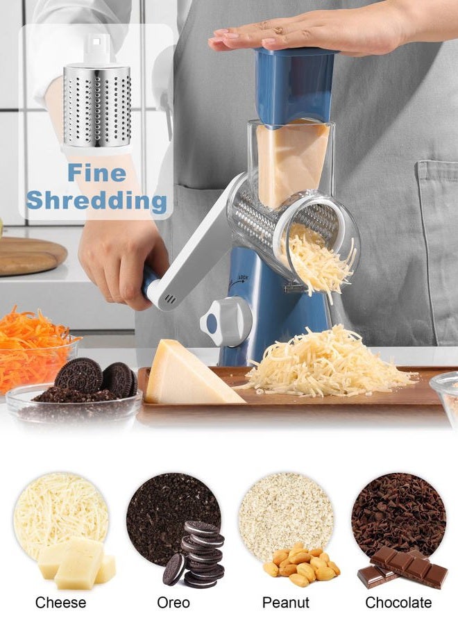 GDL Cheese Grater Rotary, Rotary Grater for Kitchen, Kitchen Grater Vegetable Slicer with 3 Drum Blades, Fast Cutting Cheese Shredder for Vegetables and Nuts - Image 4
