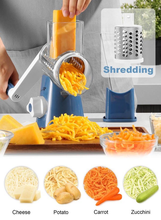 GDL Cheese Grater Rotary, Rotary Grater for Kitchen, Kitchen Grater Vegetable Slicer with 3 Drum Blades, Fast Cutting Cheese Shredder for Vegetables and Nuts - Image 2