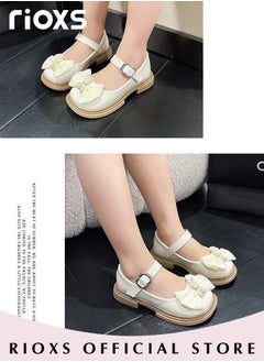 RIOXS Girls Princess Shoes Mary Jane Dance Flats Low Heel Soft Sole Shoes With Bowknot  - Image 4