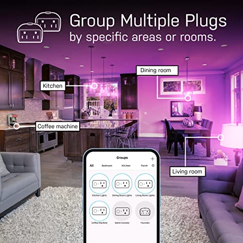 Feit Electric Smart Plug, Works with Alexa and Google Home, No hub Required, 2.4 GHz Network Only, Remote Control from Anywhere 15 Amp, Indoor Outlet for Home Appliances (Smart Plug + USB Ports, 2) - Image 3