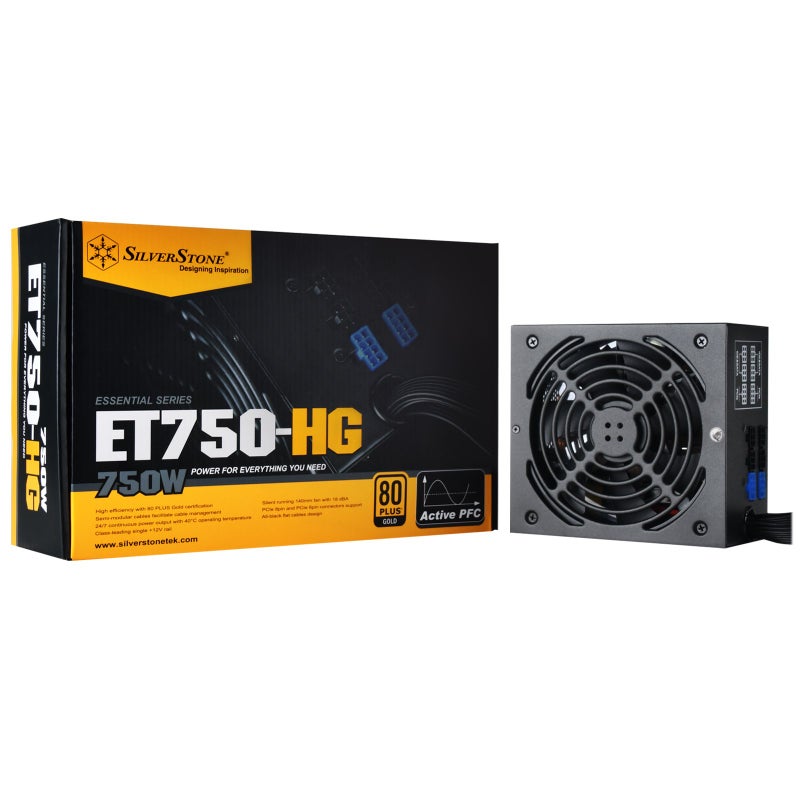 مزود طاقة كمبيوتر SilverStone Technology 750 واط شبه موحد 80 بلس ذهبى PSU ET750HG