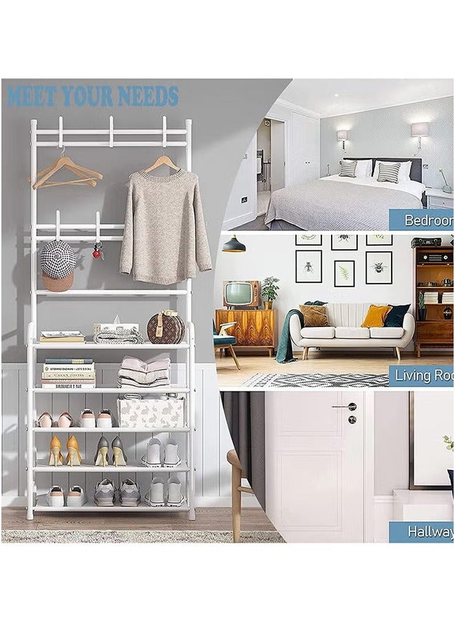 Generic 5-Layer Independent Shoe And Hat Rack, Multi-Function Entrance Shoe Rack Organizer, White - Image 2