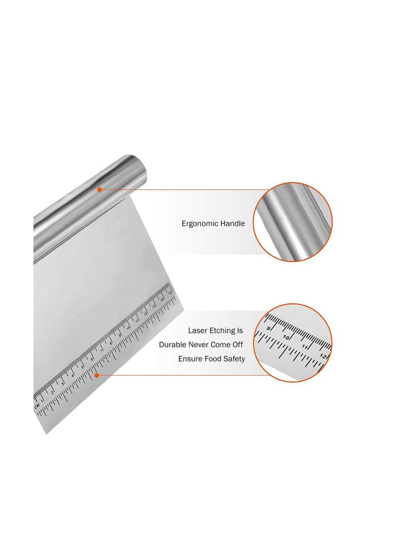 Y&D Food Scrappers, Pastry Cutter Stainless Steel Dough Scraper/Bench Scraper/Cake Scraper, Multi-Purpose Scraper Tool Kitchen, with Measurement Marks, for Baking  - Image 3